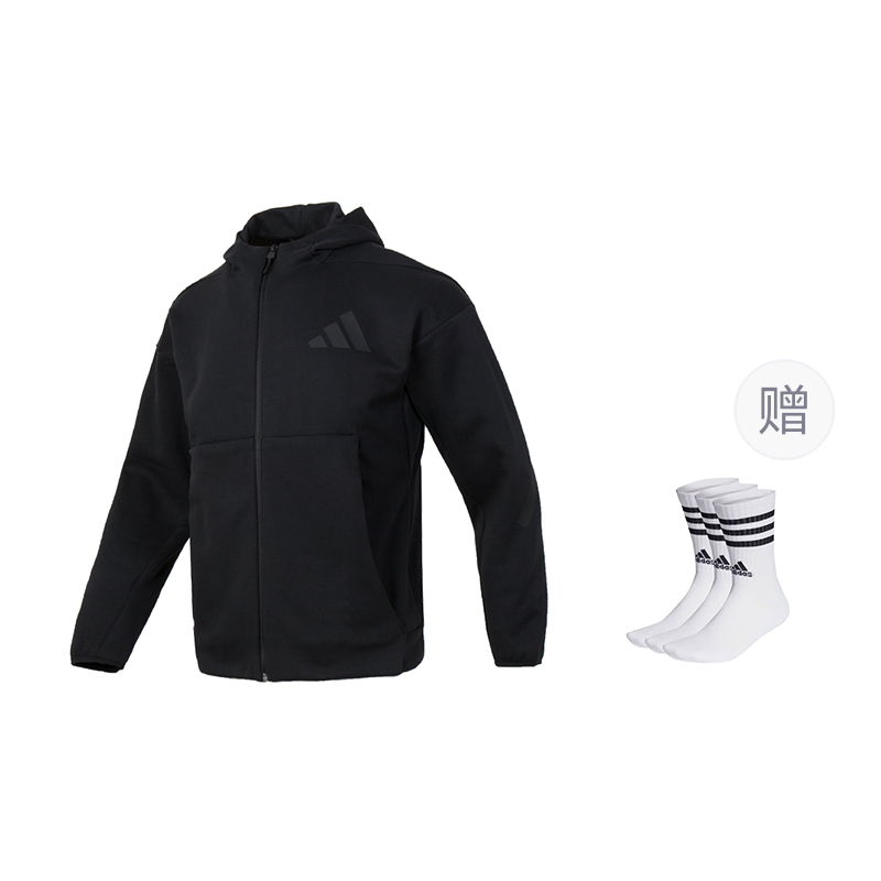 

Спортивная куртка ZNE на молнии с капюшоном Adidas, черный (includes 3 pairs of adidas socks)