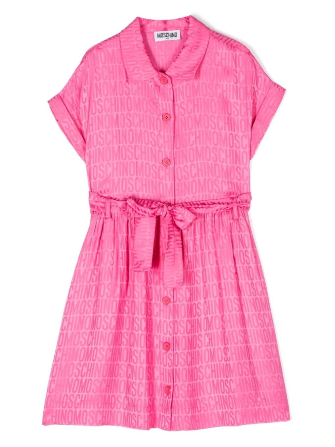

Moschino Kids платье с поясом и логотипом, розовый