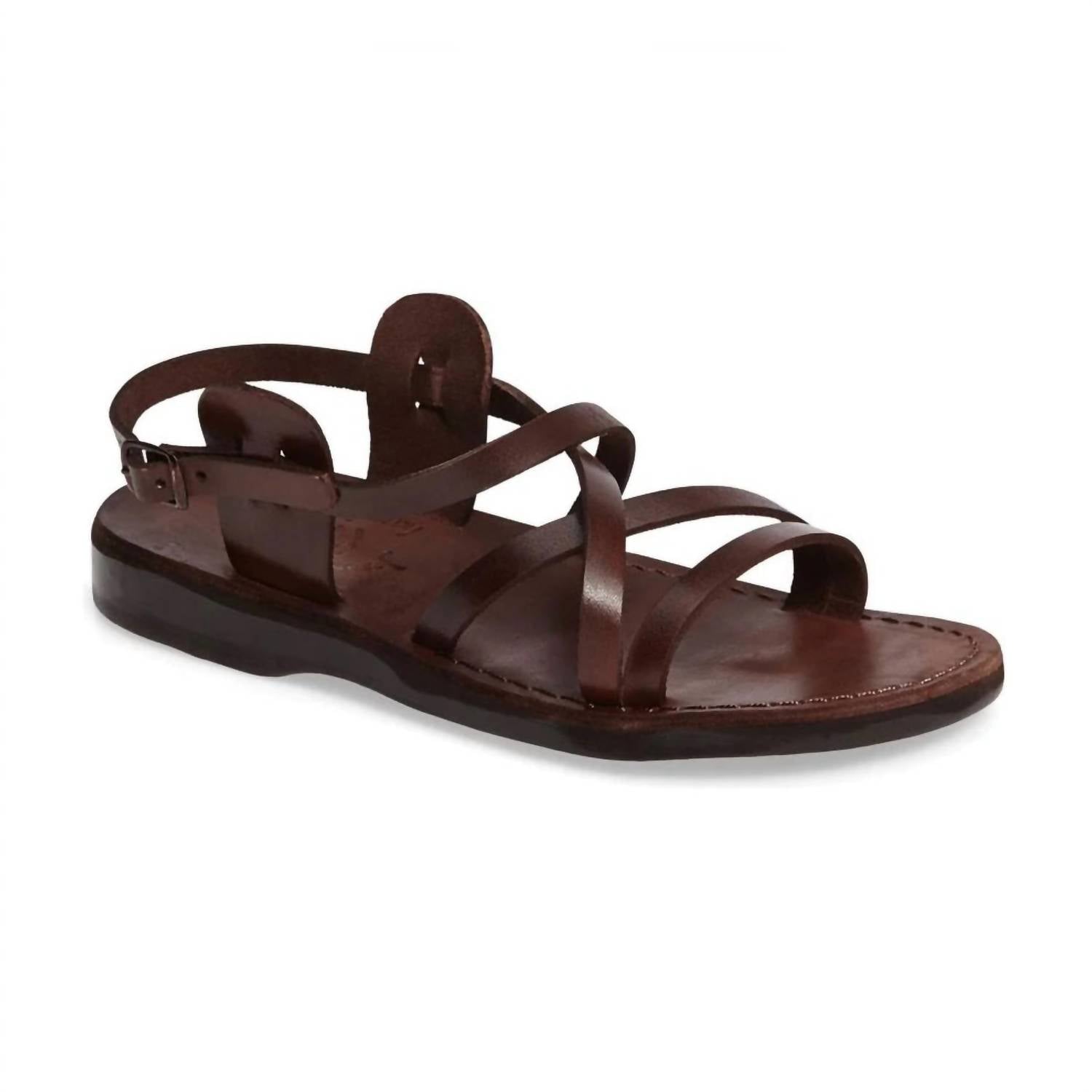 Кожаные босоножки Tzippora с ремешками и открытой пяткой в коричневом цвете Jerusalem Sandals