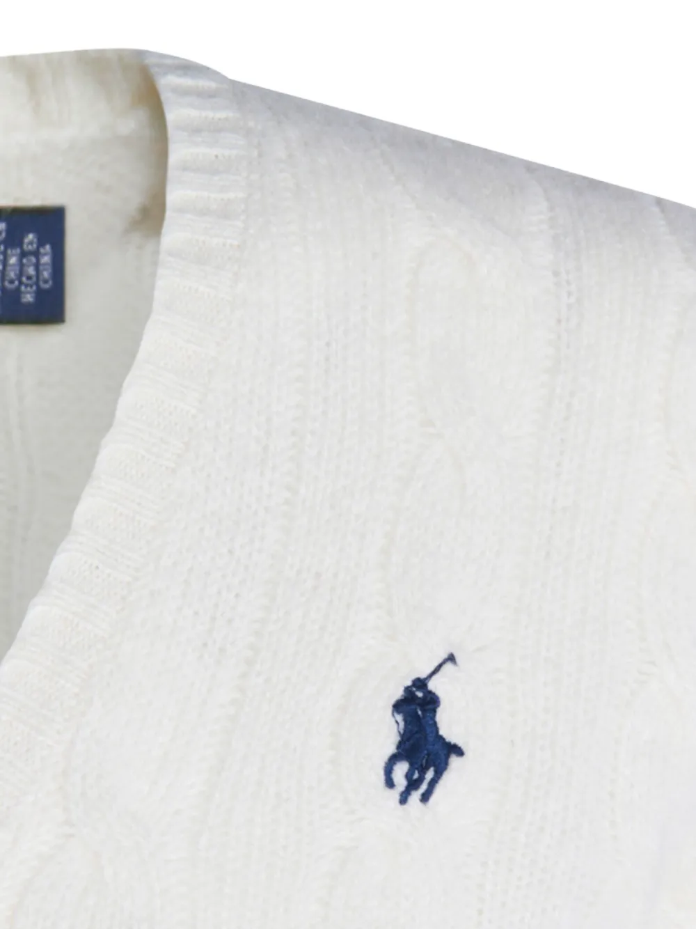 Свитер косой вязки с V-образным вырезом POLO RALPH LAUREN, белый — фото 3