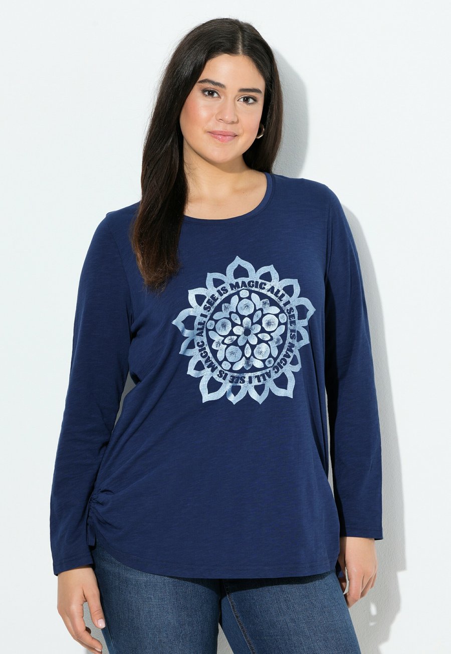 

Топ Ulla Popken Long sleeved top, Ink Blue/Blue