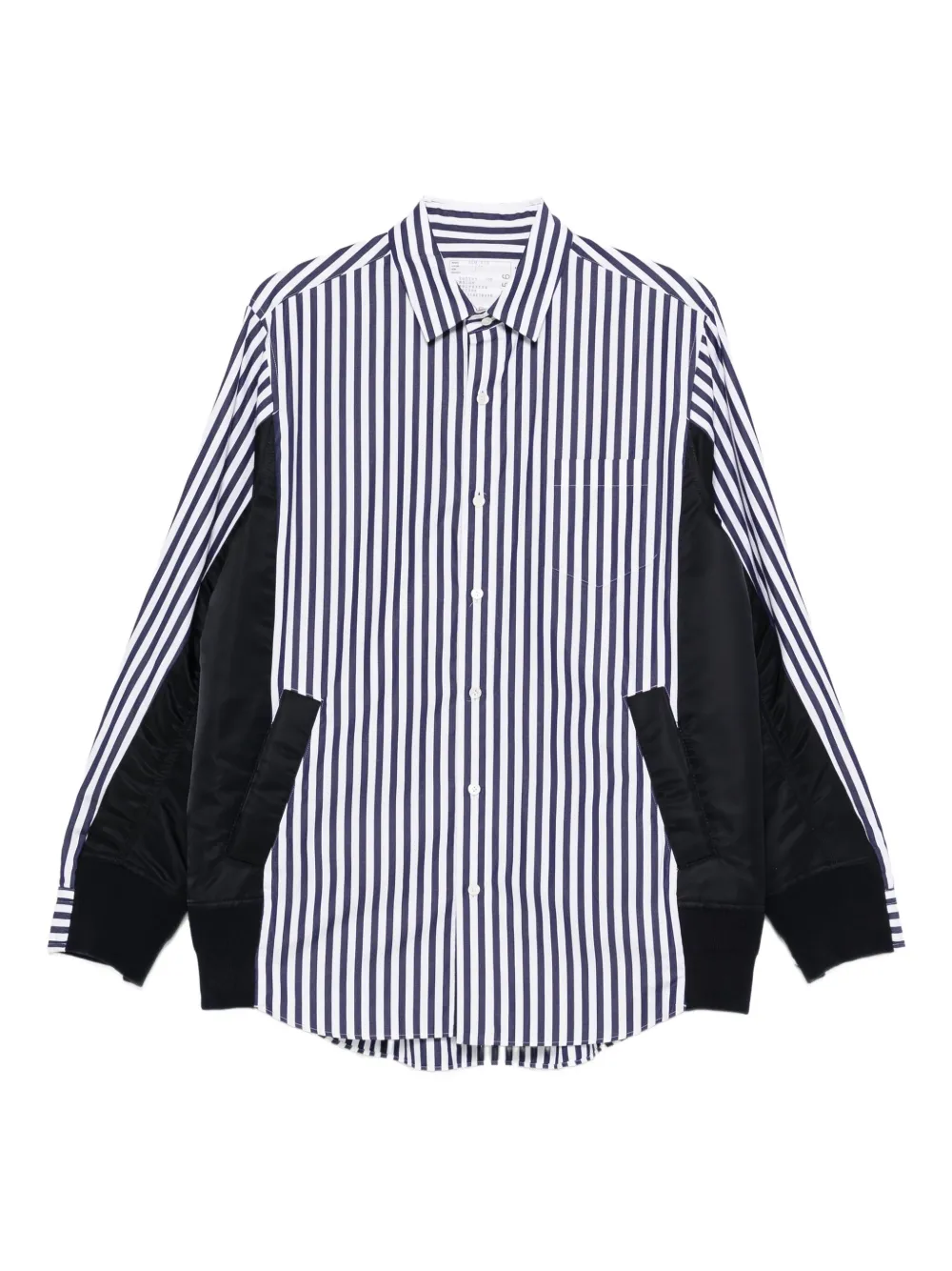 

Полосатая рубашка со вставками SACAI, синий