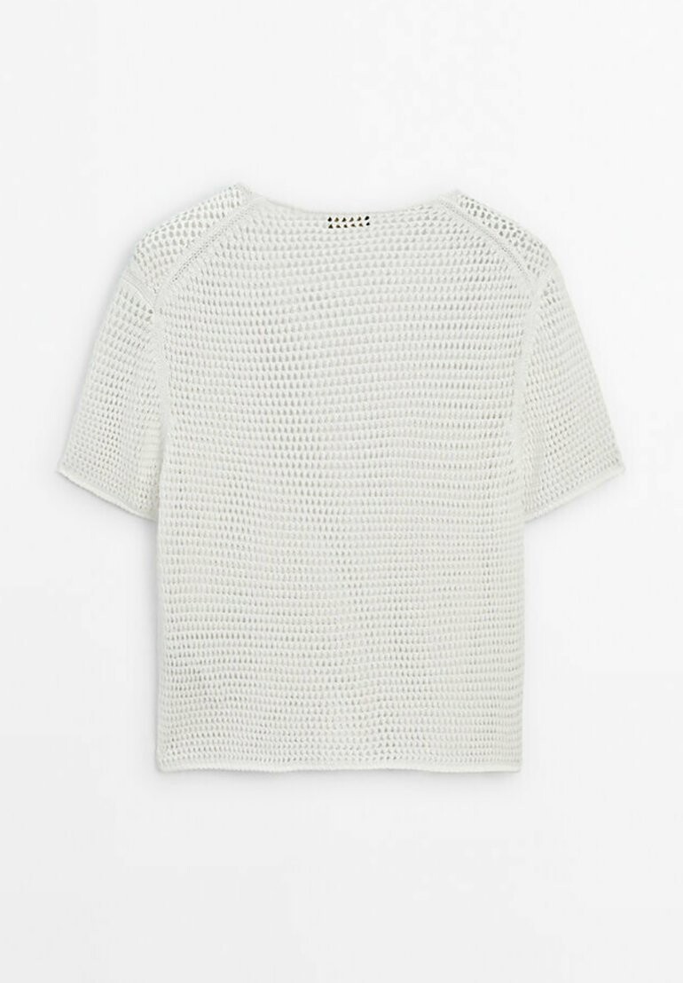 

Футболка с принтом SHORT SLEEVE OPENWORK Massimo Dutti, белый