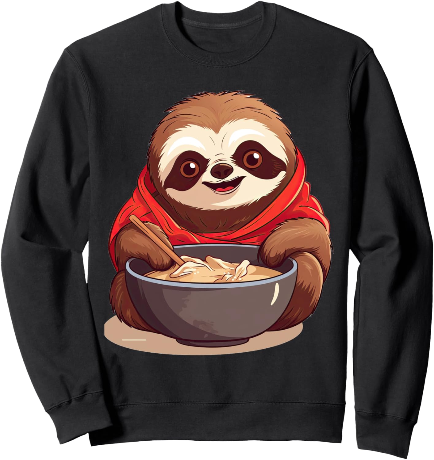 

Рамен с ленивцем, японское аниме, кавай, отаку, лапша, толстовка Japanese Ramen Eating Animal Design, черный