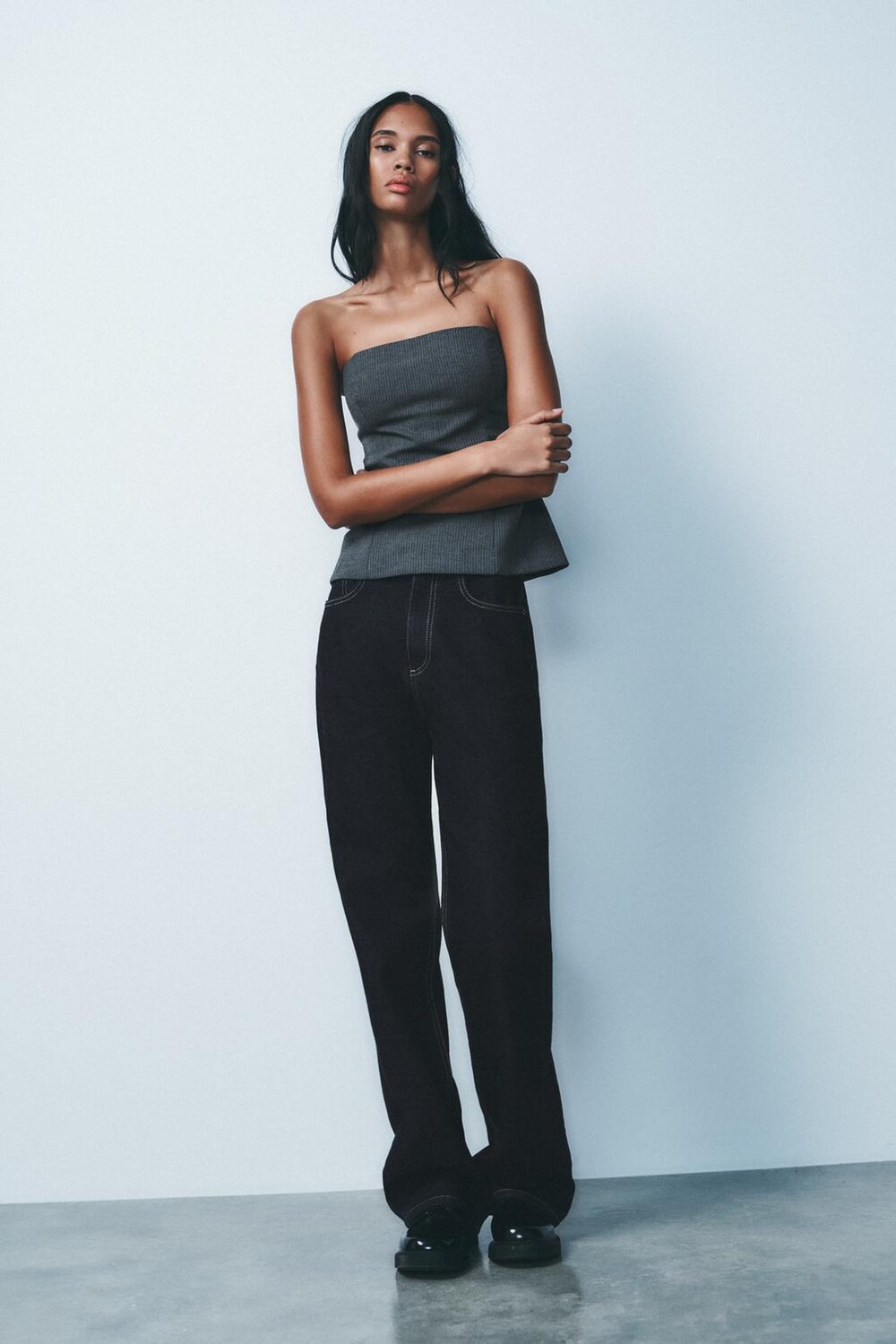 

Топ без бретелек ZARA, темно-серый
