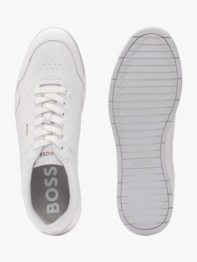 Кроссовки с перфорированными деталями из кожи наппа HUGO BOSS, белый — фото 3