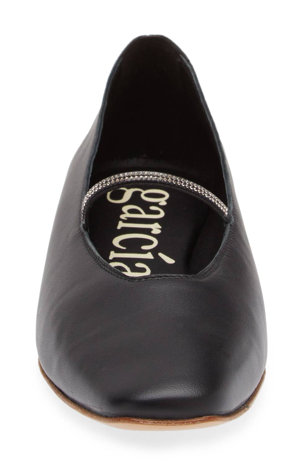 Женские балетки Tila Crystal Strap Leather Flat черного цвета Pedro Garcia — фото 4
