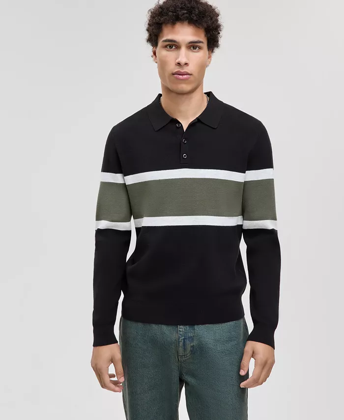 

Мужской поло-свитер в стиле Varsity-Stripe Mode Of One, черный