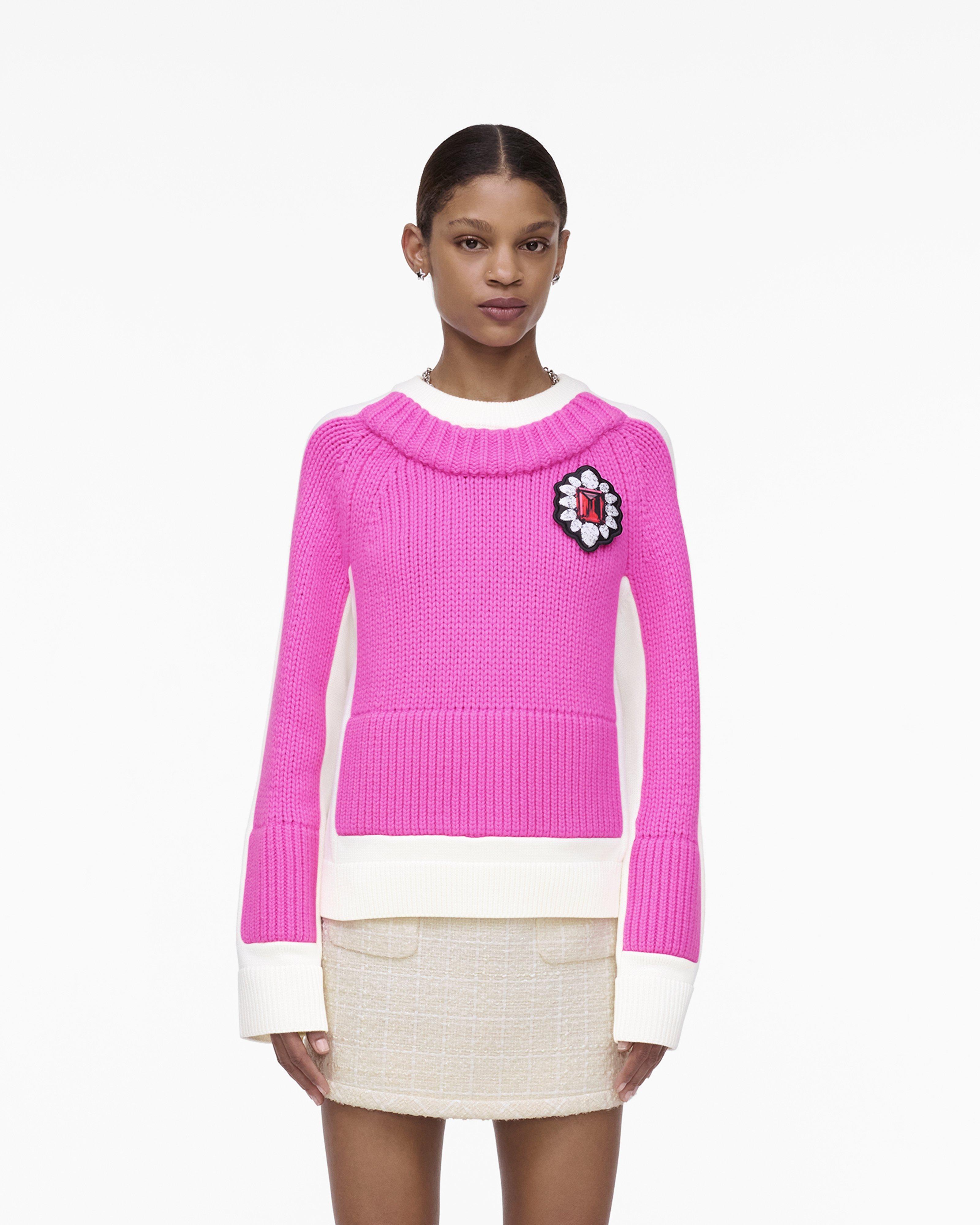 

Свитер Trompe L'Oeil Crewneck Marc Jacobs, цвет Ivory/Bow Pink