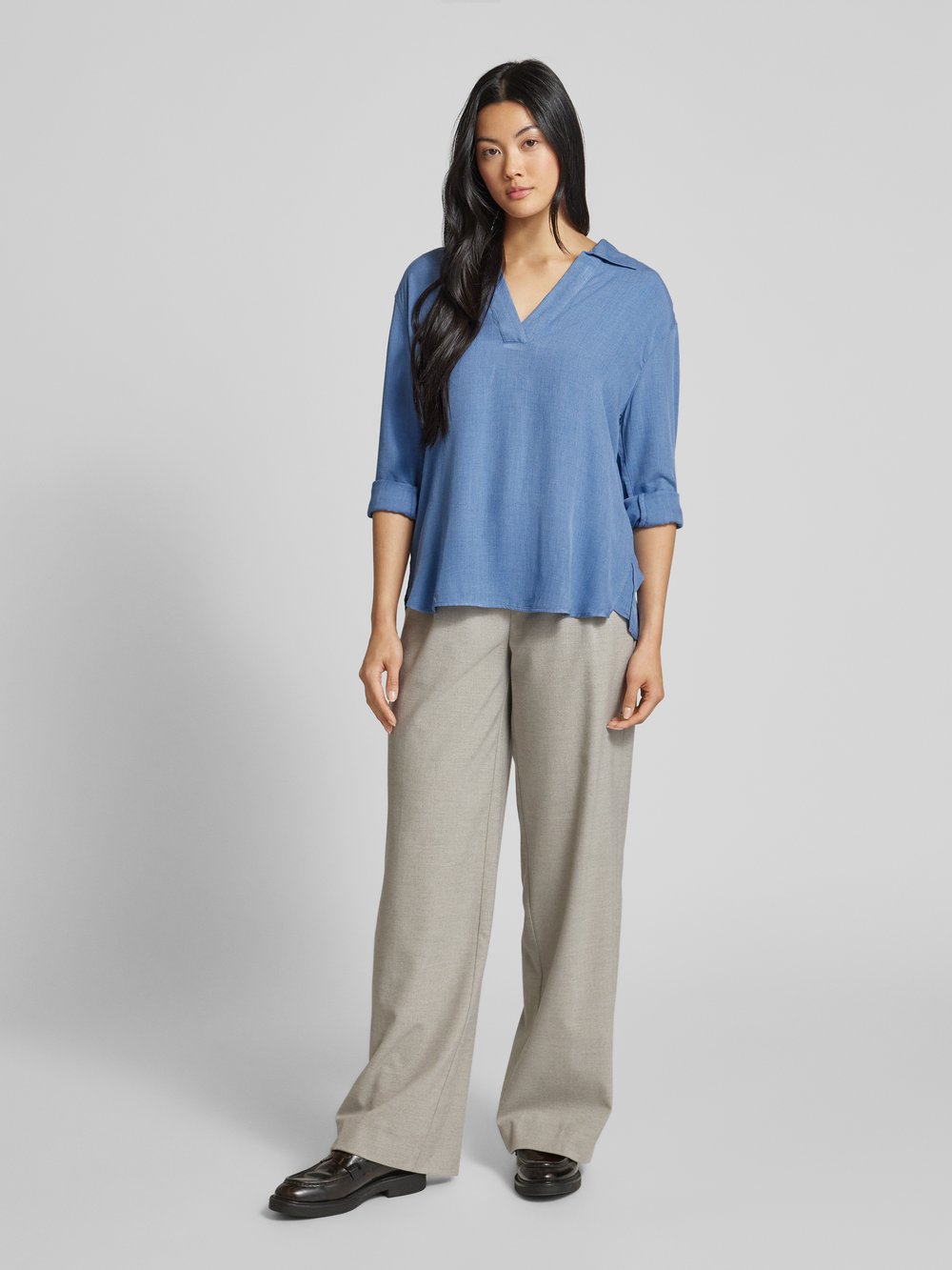 

Блузка Comfort Fit с длинными рукавами из чистой вискозы Tom Tailor, синий
