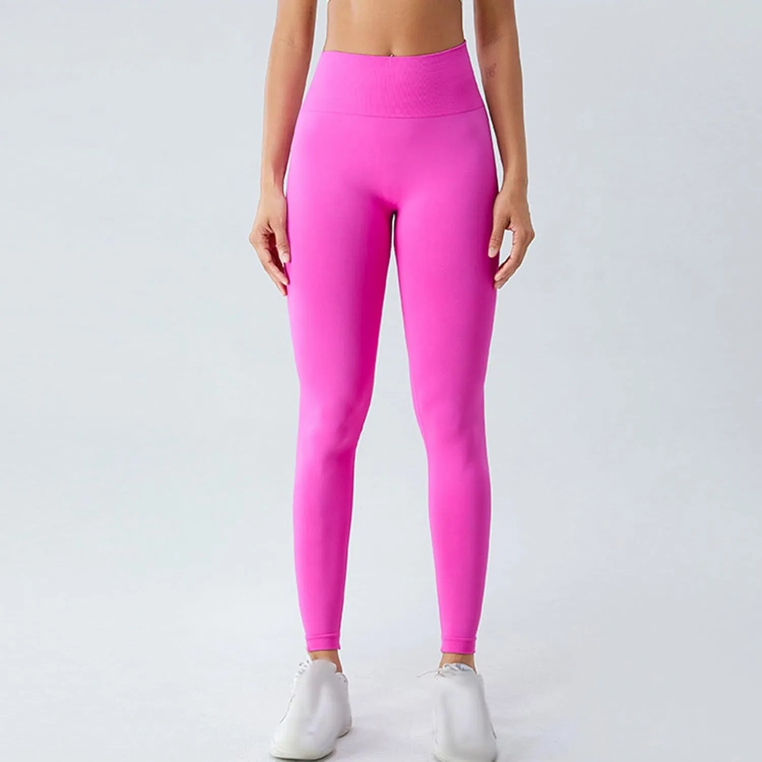 Спортивные леггинсы, высокие, бесшовные, Hot Pink — фото 4