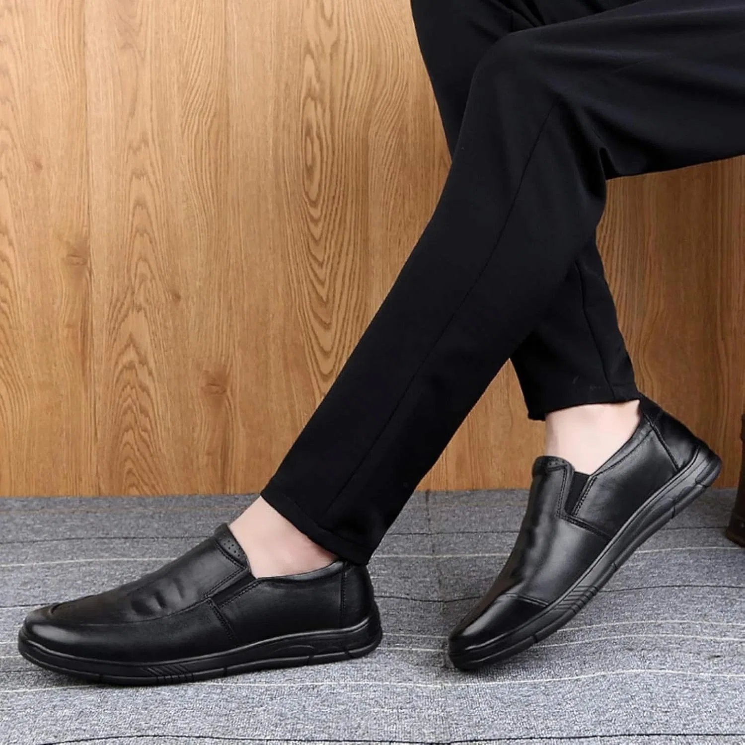 Полуботинки мужские повседневные Penny Loafers, черный Sylaiwao — фото 3