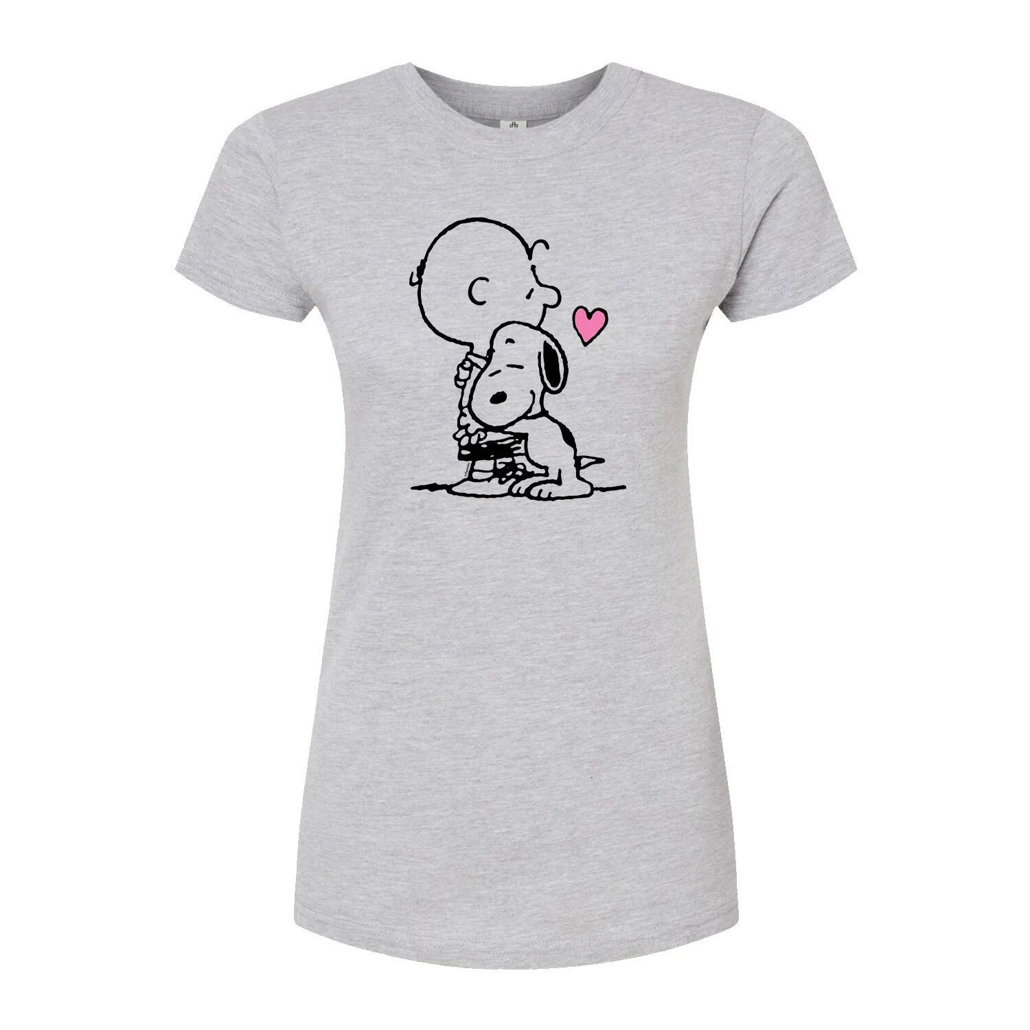 

Облегающая футболка Peanuts Snoopy Charlie Hug для юниоров Licensed Character, серый