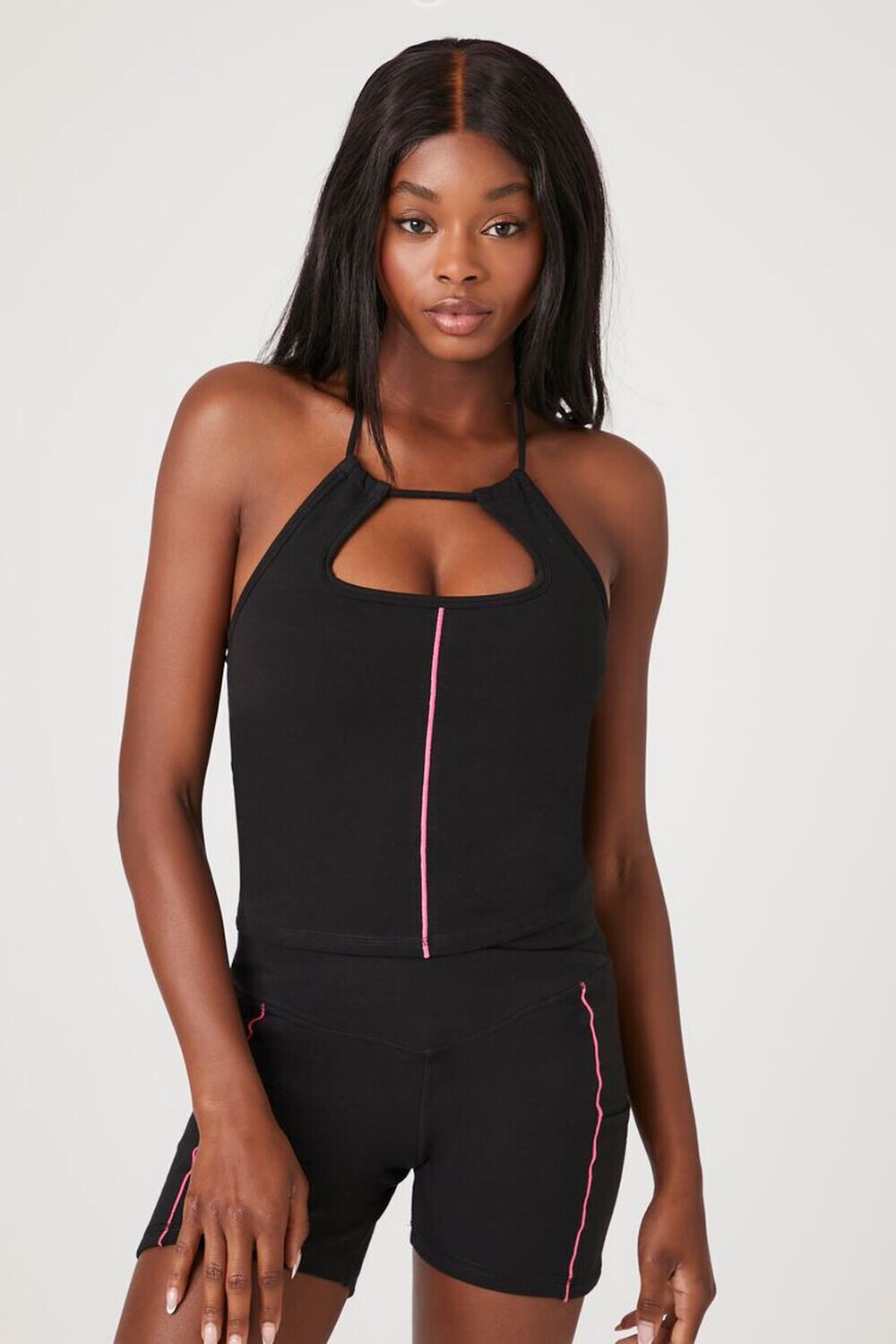 

Топ Active с контрастным швом через бретельку Forever 21, черный