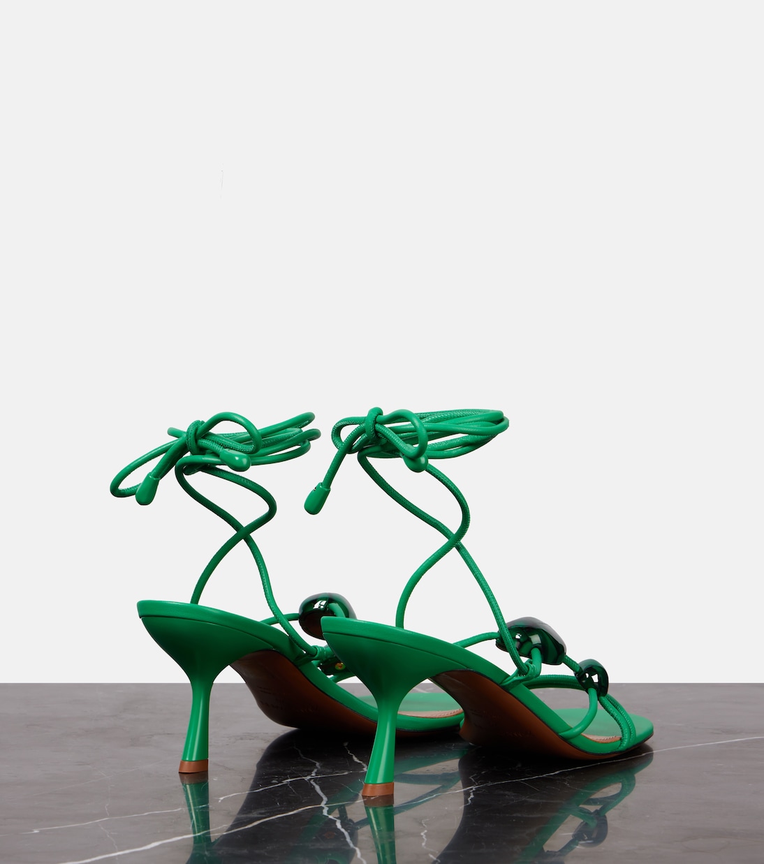 Босоножки из кожи с декором Gleam 65 Zimmermann, Malachite — фото 2