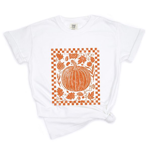 

Футболка с принтом Pumpkin checkered distressed, окрашенная в стиле garment dyed Simply Sage Market, White, Белый, Футболка с принтом Pumpkin checkered distressed, окрашенная в стиле garment dyed Simply Sage Market, White