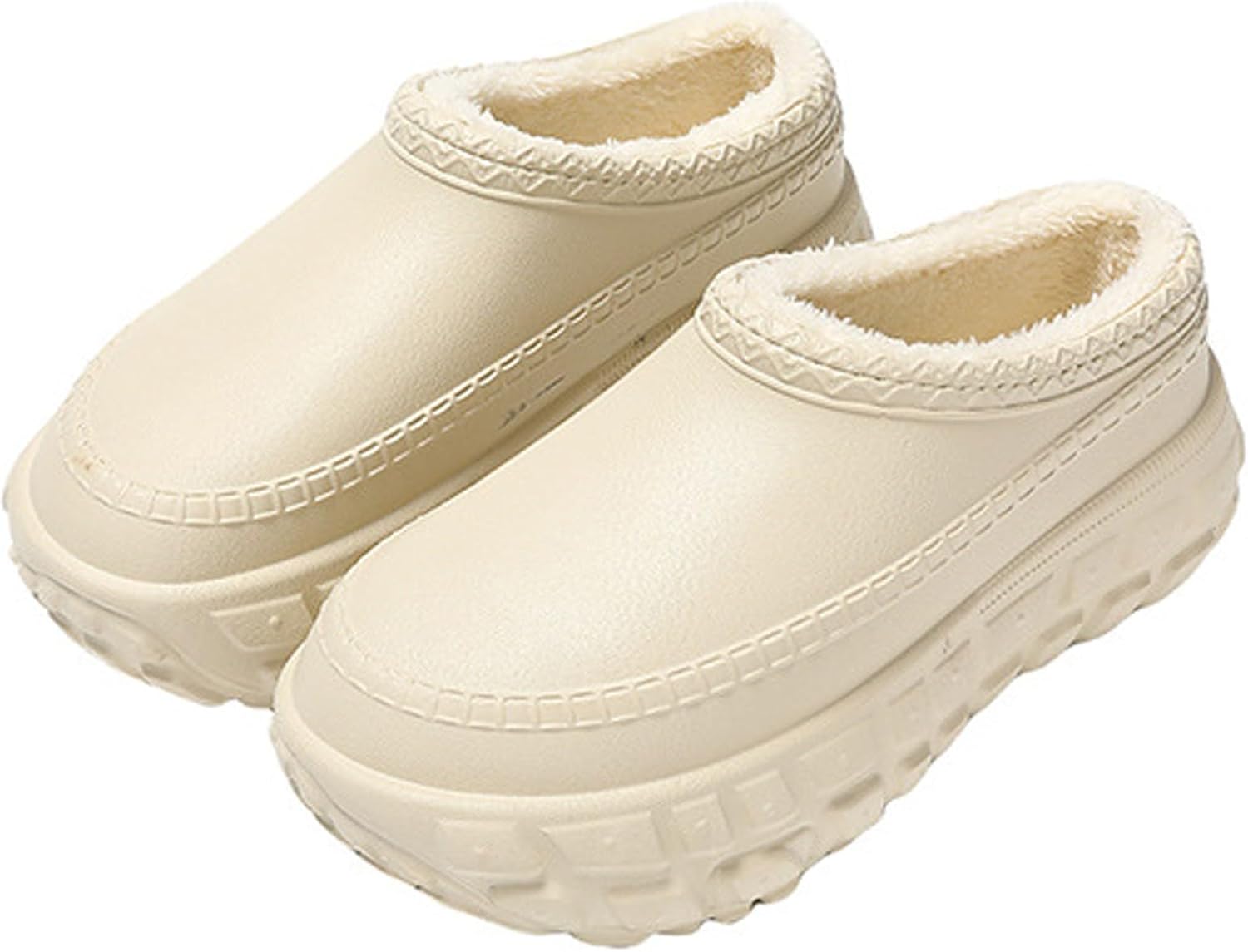 

Женские классические сабо с меховой подкладкой, водонепроницаемые зимние пушистые тапочки с эффектом памяти для женщин и мужчин, унисекс, для дома и улицы Generic, белый