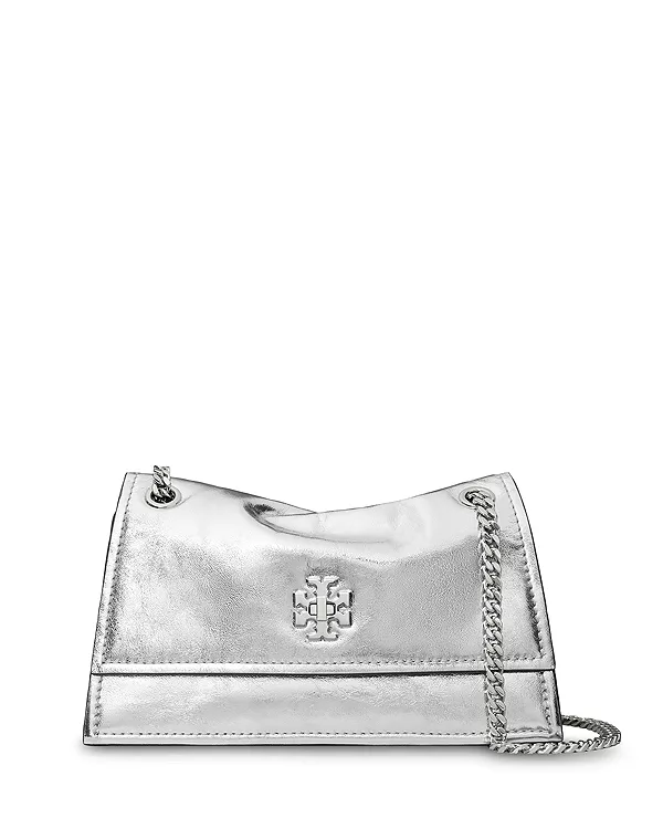 

Кожаная сумка через плечо Kira с поворотным замком Tory Burch, серебряный