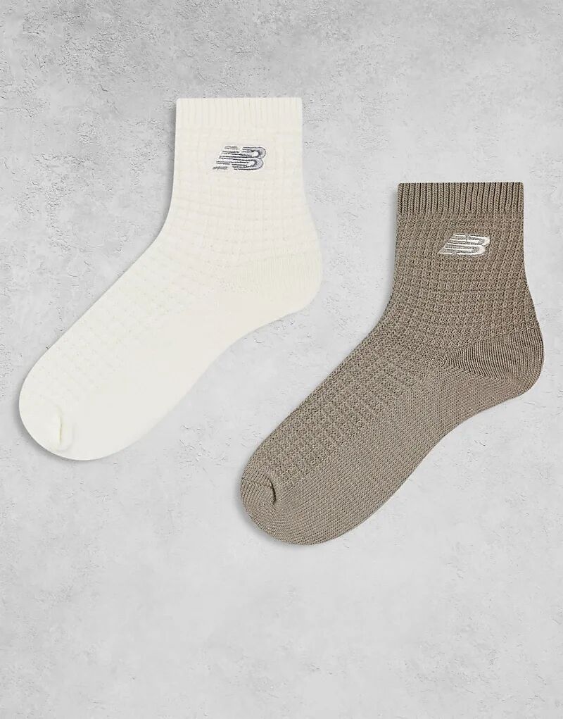 

2 пары вафельных носков кремового и бежевого цвета New Balance