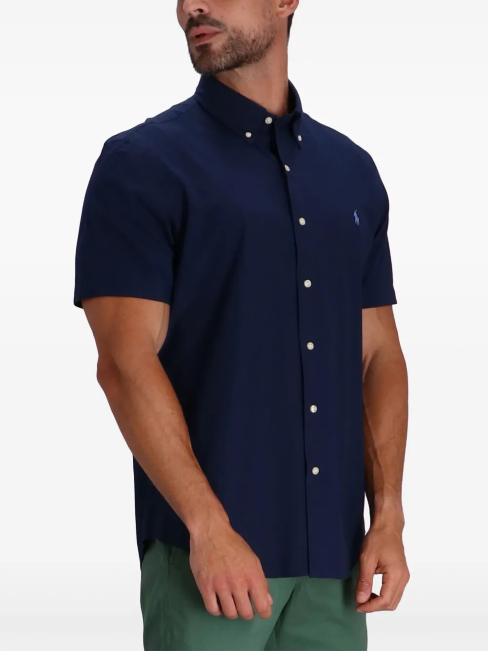 Рубашка с короткими рукавами и вышитым логотипом POLO RALPH LAUREN, синий — фото 3