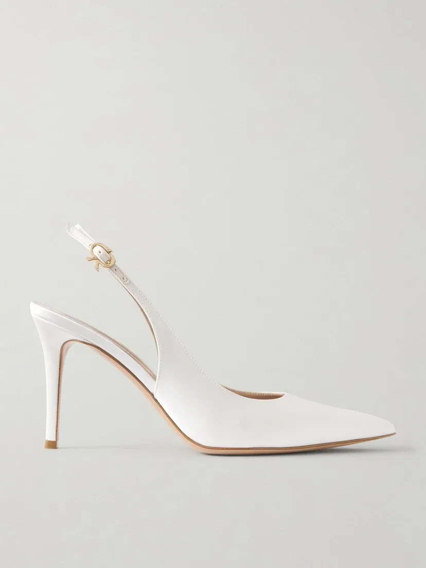 Туфли-слингбэки Ribbon 85 из атласа Gianvito Rossi, белый