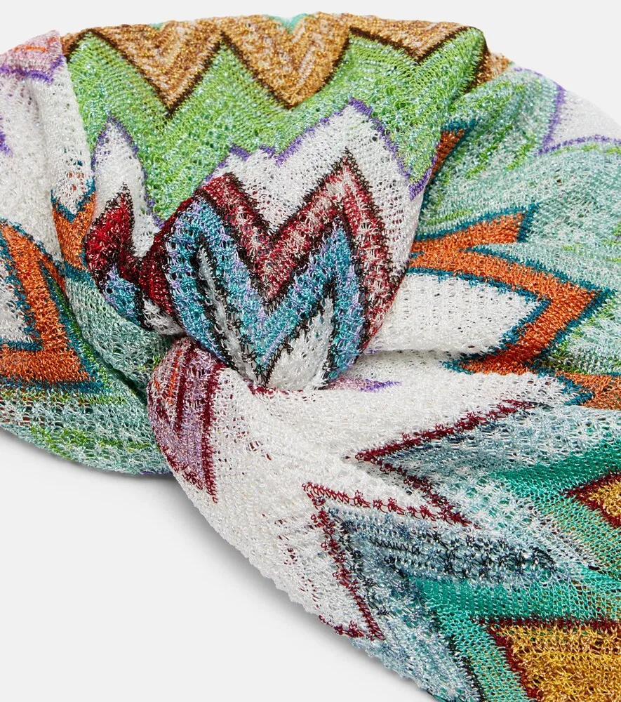 Повязка на голову с зигзагообразным узором из парчи Missoni, мультиколор — фото 3