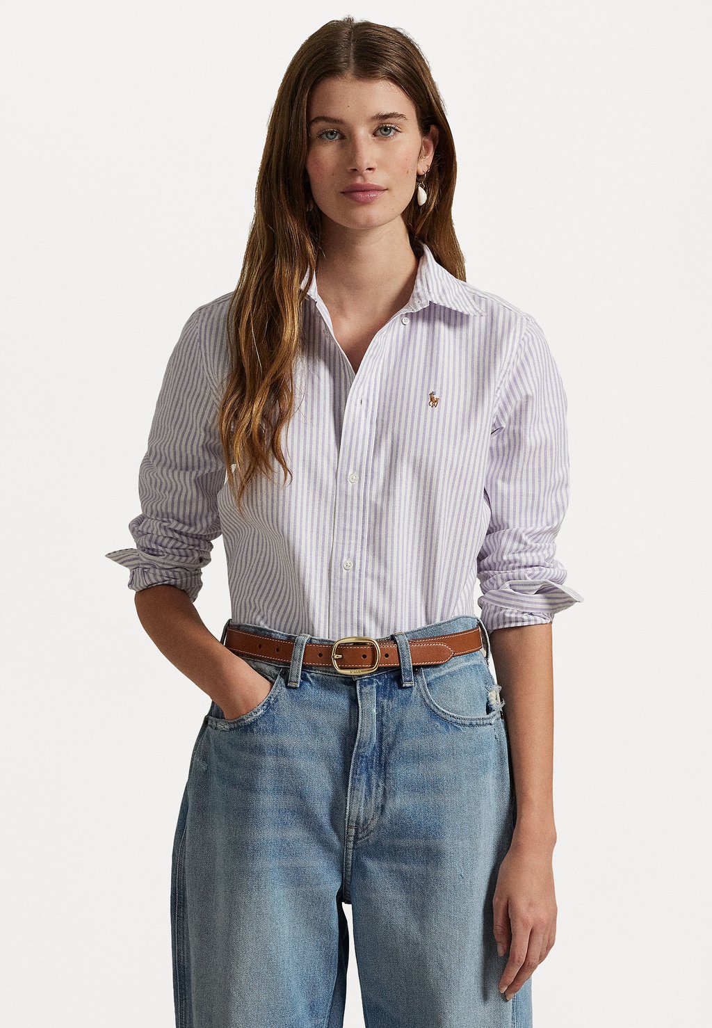 

Блузка на пуговицах STRETCH SLIM FIT STRIPED OXFORD SHIRT Polo Ralph Lauren, белый