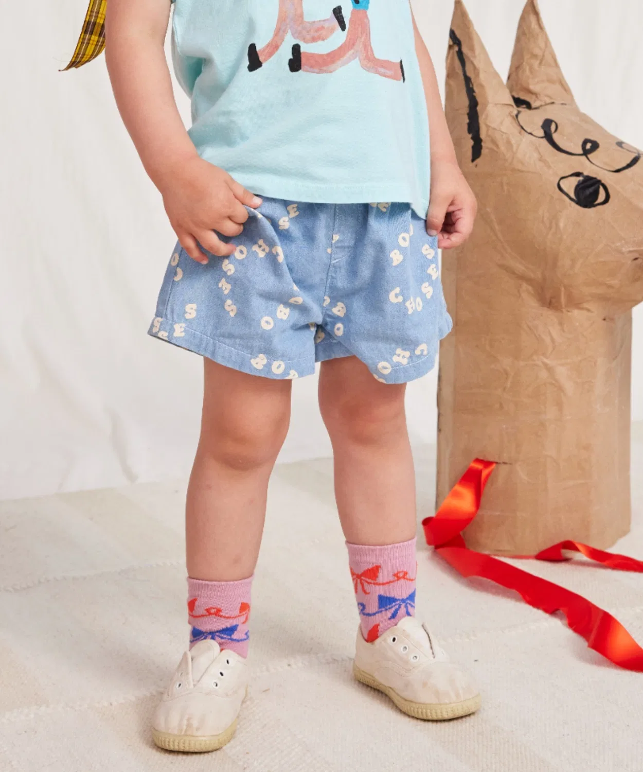 Детские джинсовые шорты Bermudas Bobo Choses из хлопка с переработанным хлопком, светло-голубые
