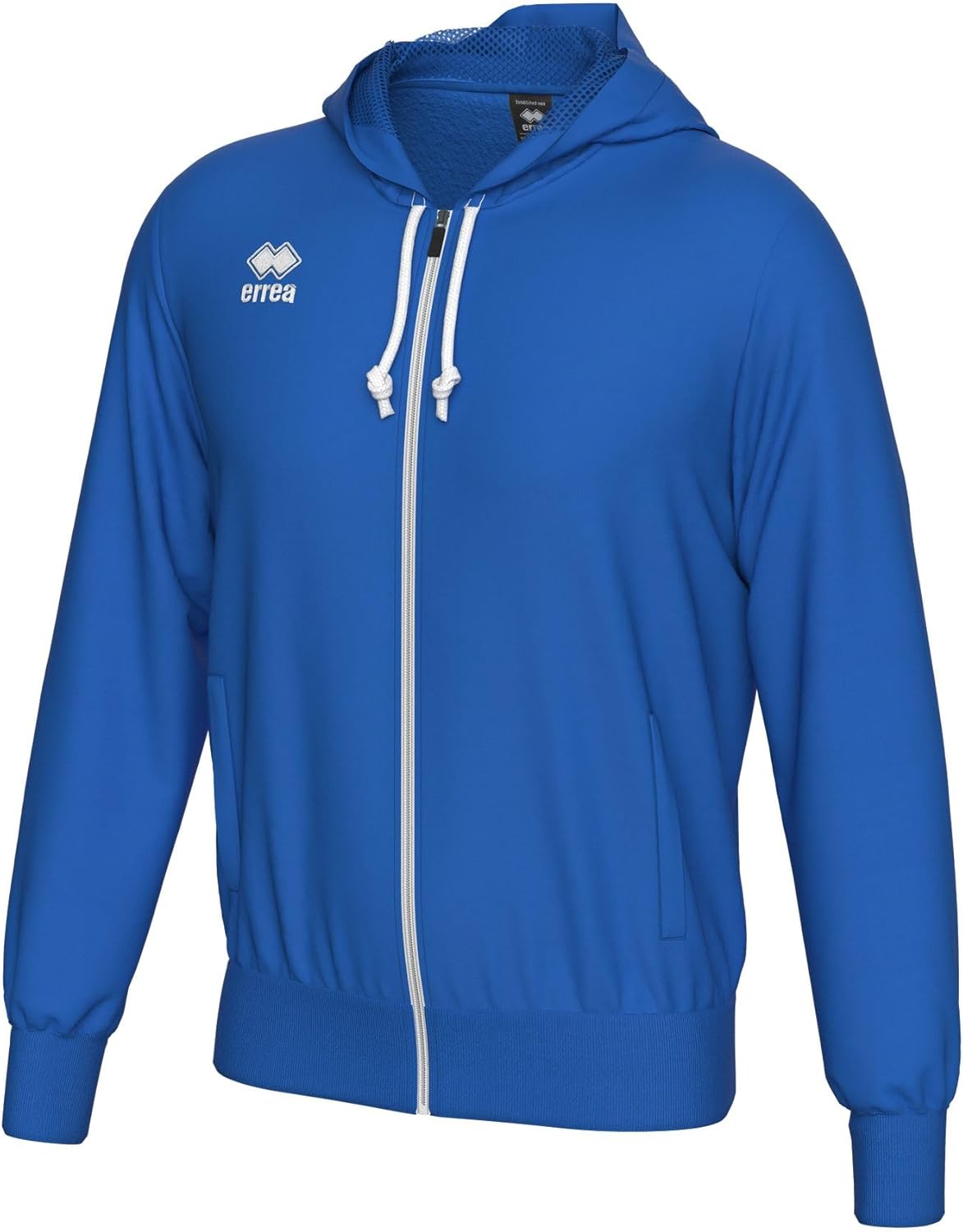 

Худи ERREA на молнии, унисекс JACOB, капюшон на сетчатой подкладке, карман-кенгуру, ребристые рукава, ребристый низ, синий