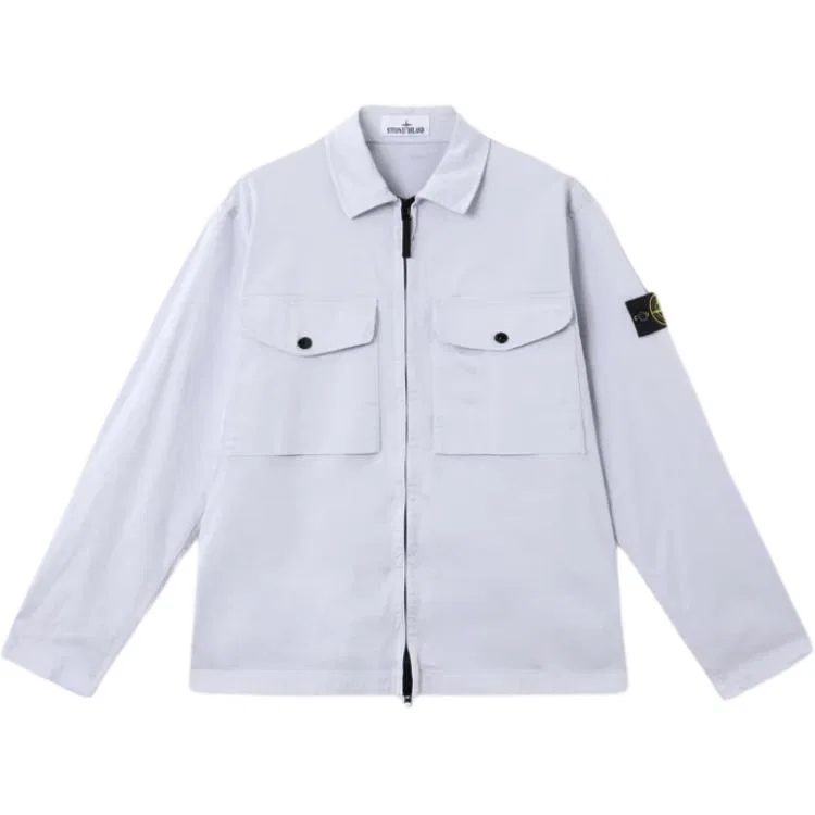 Рубашка-куртка из стрейч-хлопка Stone Island светло-фиолетовая