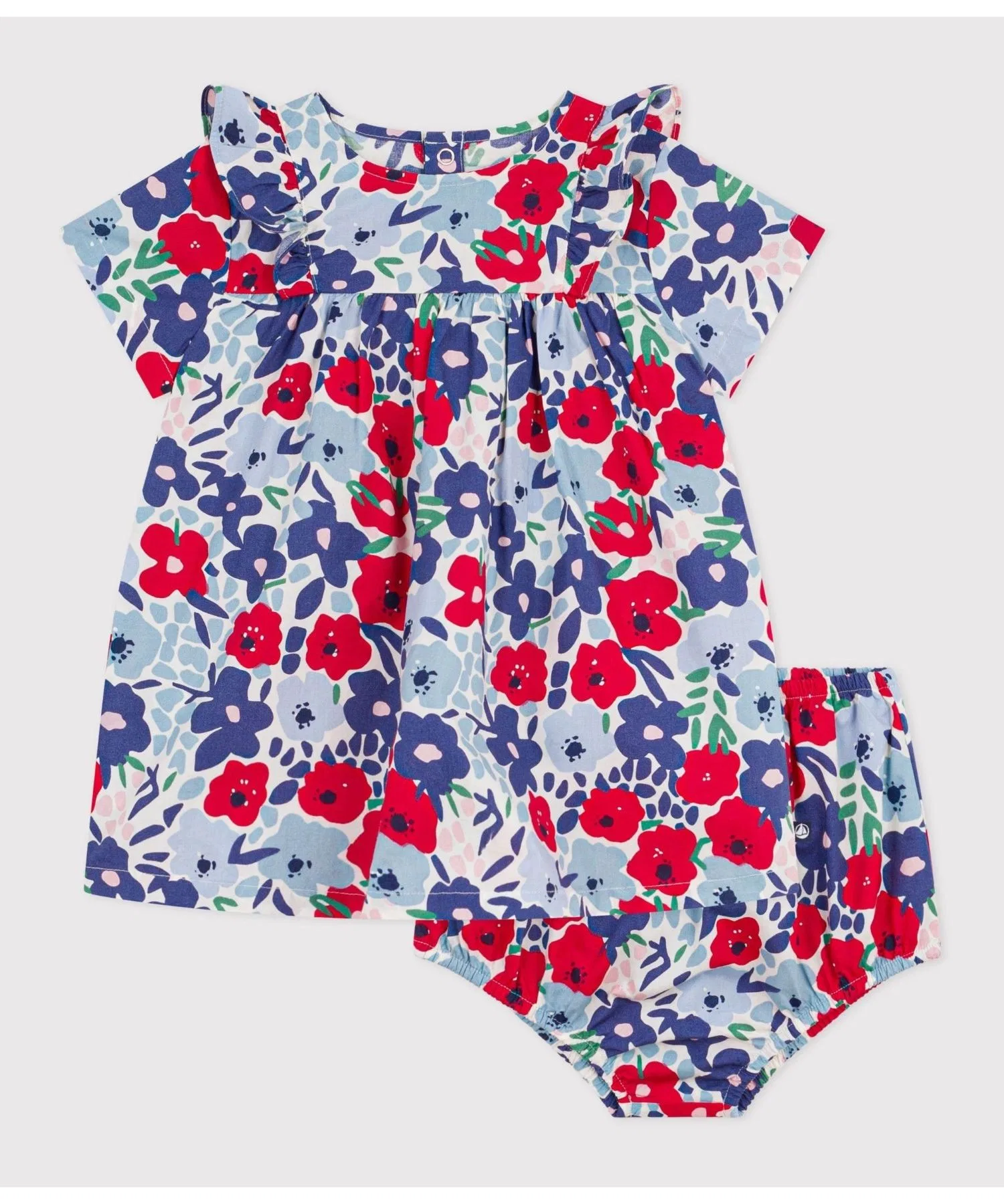 Детское платье с цветочным принтом и трусиками Petit Bateau белое — фото 4