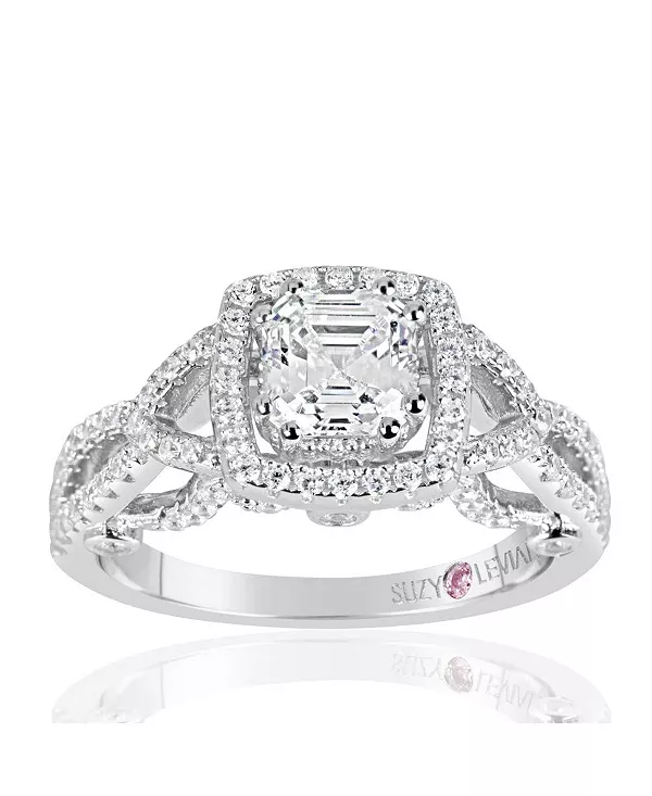 

Кольцо Suzy Levian из стерлингового серебра с кубическим цирконием огранки "ашер" в центре Suzy Levian New York, white