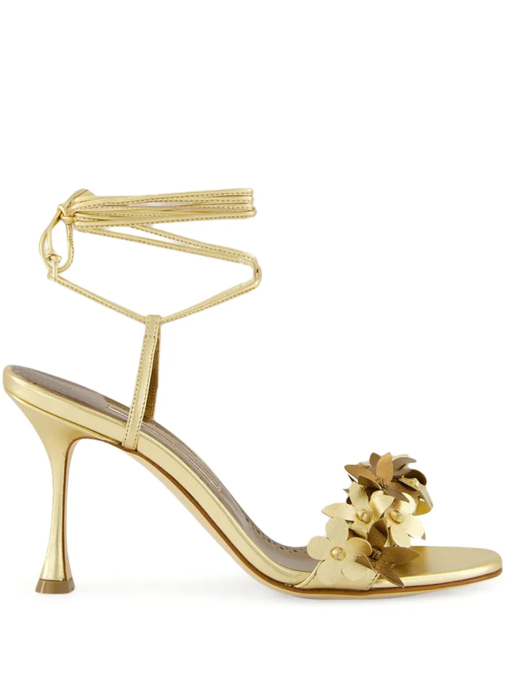 Декорированные босоножки на высоком каблуке Manolo Blahnik, золотой