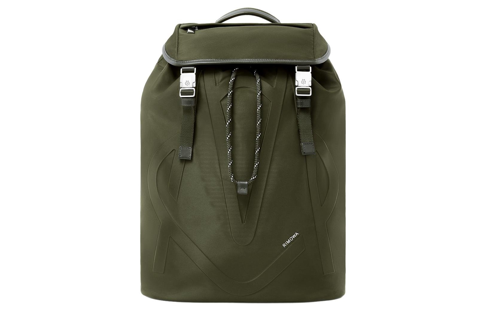 

Рюкзак большой мужской recycled nylon с кожаной отделкой khaki green RIMOWA, Set (Bag+Dust Bag)