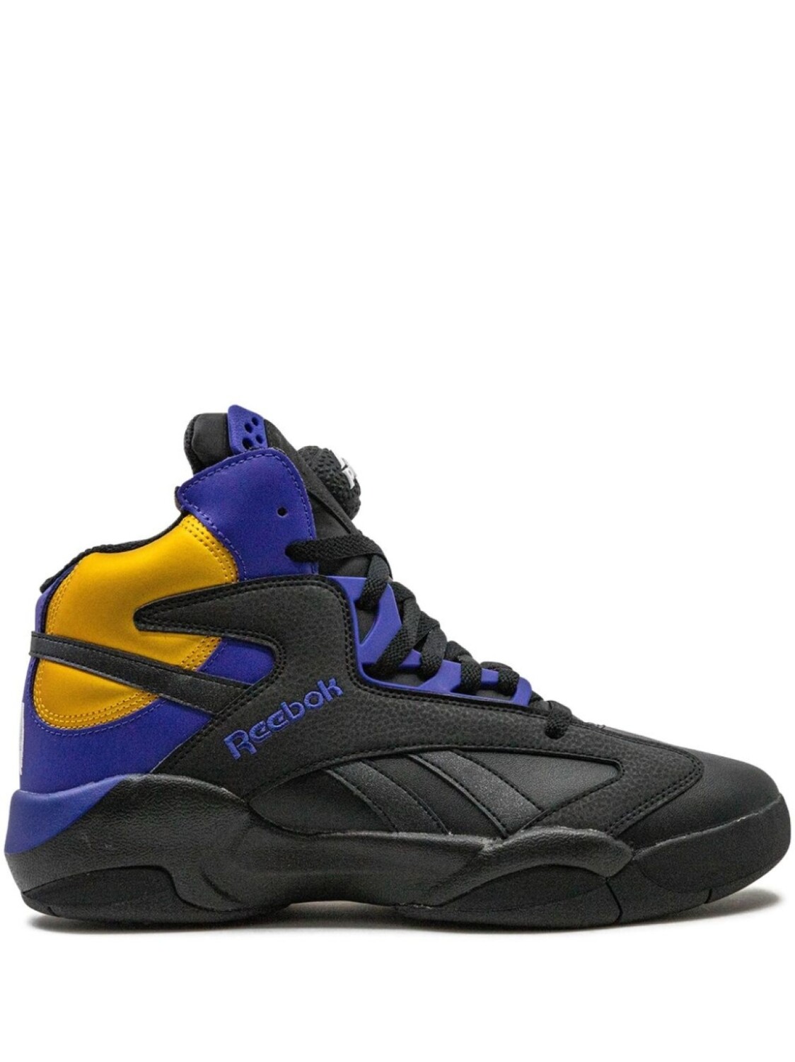 

Кроссовки Shaq Attaq Core Black/Bold Purple/Collegiate Gold Reebok, черный