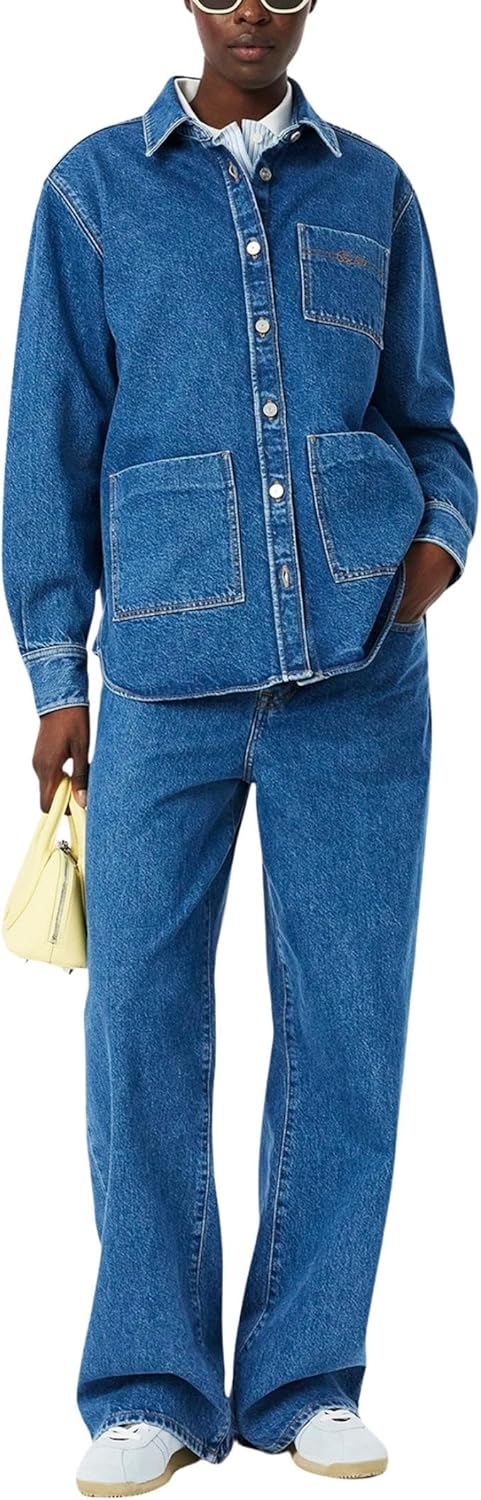 Рубашка джинсовая Lacoste Medium Blue свободного кроя — фото 4
