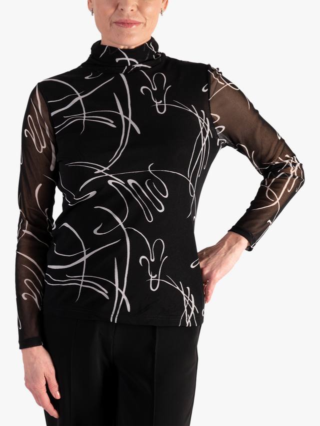 

Топ с высоким воротником Scribble chesca, Black/White