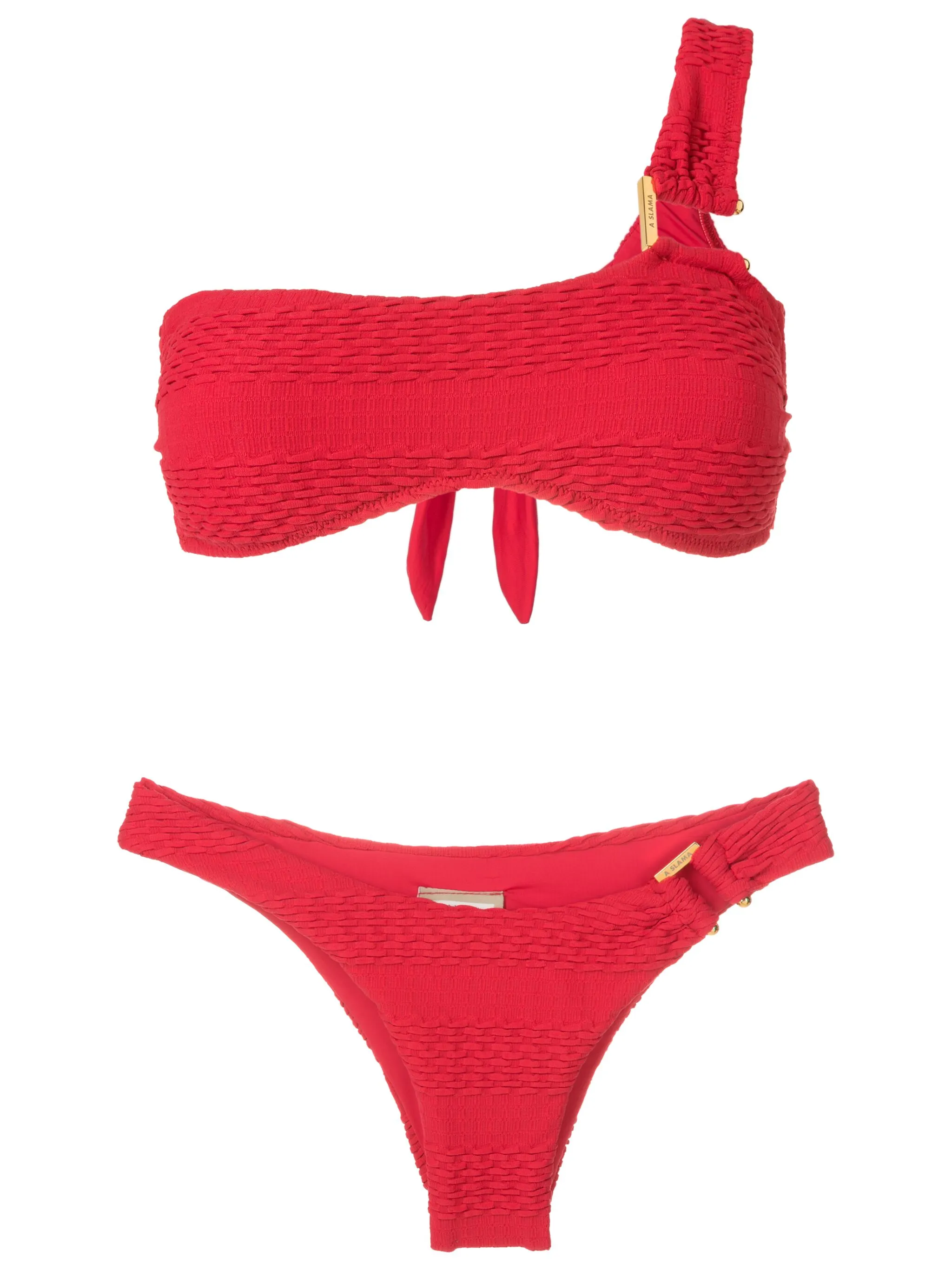 

Фактурное бикини на одно плечо Amir Slama, красный