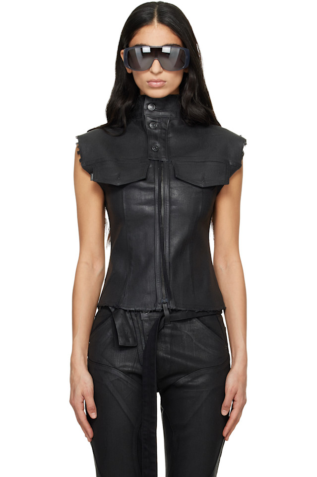 

Джинсовая рубашка на молнии с глянцевым покрытием Ottolinger, черный