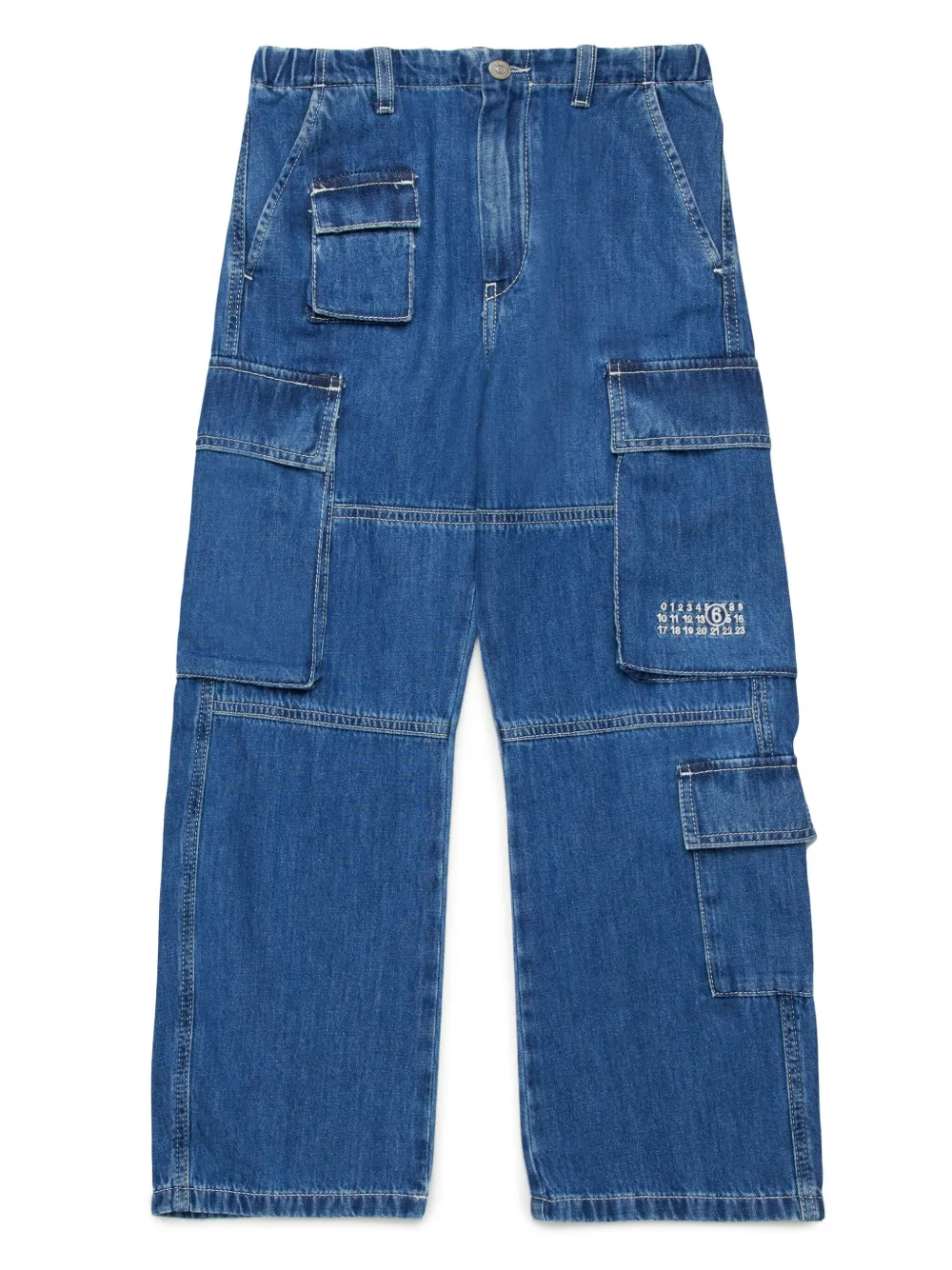 

Джинсы с карманами карго MM6 Maison Margiela Kids, синий