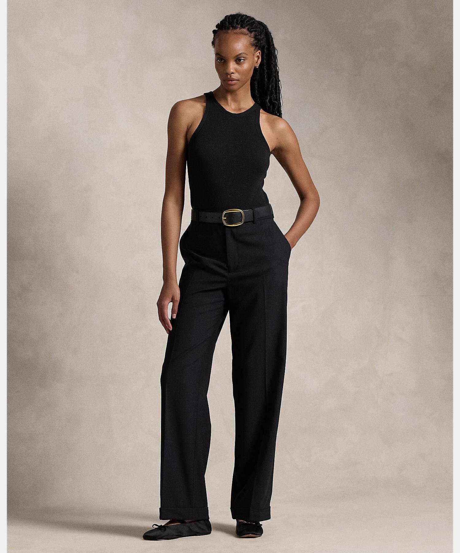Брюки прямого кроя с высокой посадкой Polo Ralph Lauren, 001 Black