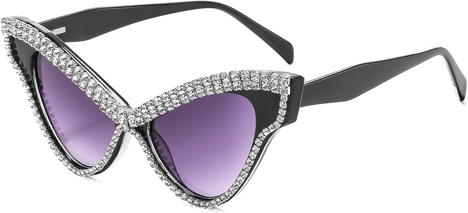 

Модные солнцезащитные очки «кошачий глаз» со стразами для женщин, большие солнцезащитные очки с блестящими кристаллами и бриллиантами, украшение для вечеринки mincl, C1