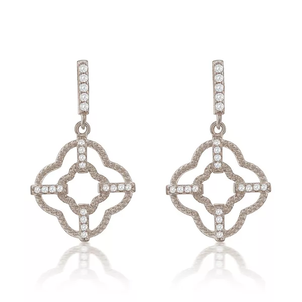 

Серьги-Подвески Suzy Levian из стерлингового серебра с белыми кубическими цирконами в форме решетки Suzy Levian New York, white