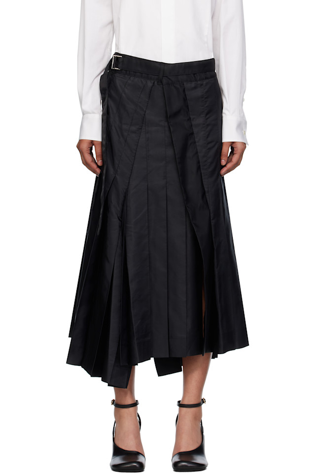 

Юбка миди из смесовой нейлоновой саржи Sacai, черный