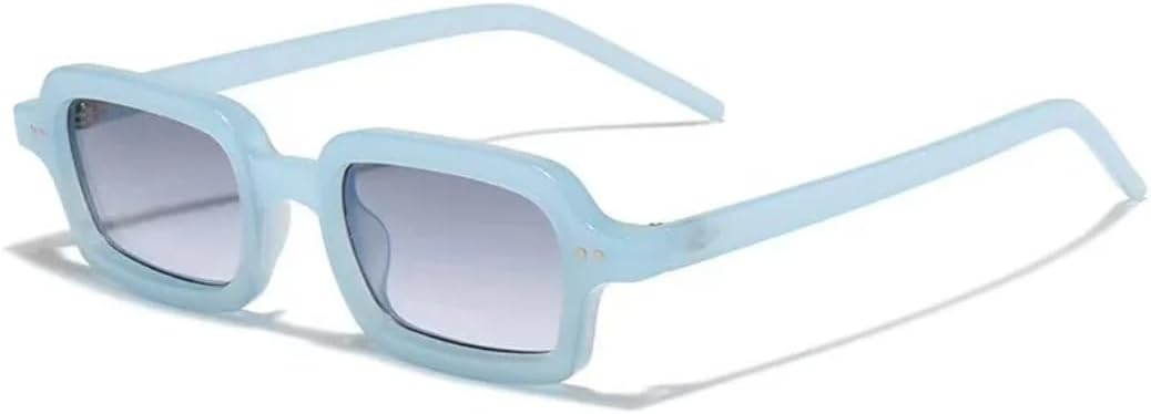 

Ретро маленькие прямоугольные солнцезащитные очки-гелевые защитные очки для женщин с защитой от УФ-излучения UV400, модные заклепки, мужские панк-очки с градиентом UUPTTPL, Blue Gray