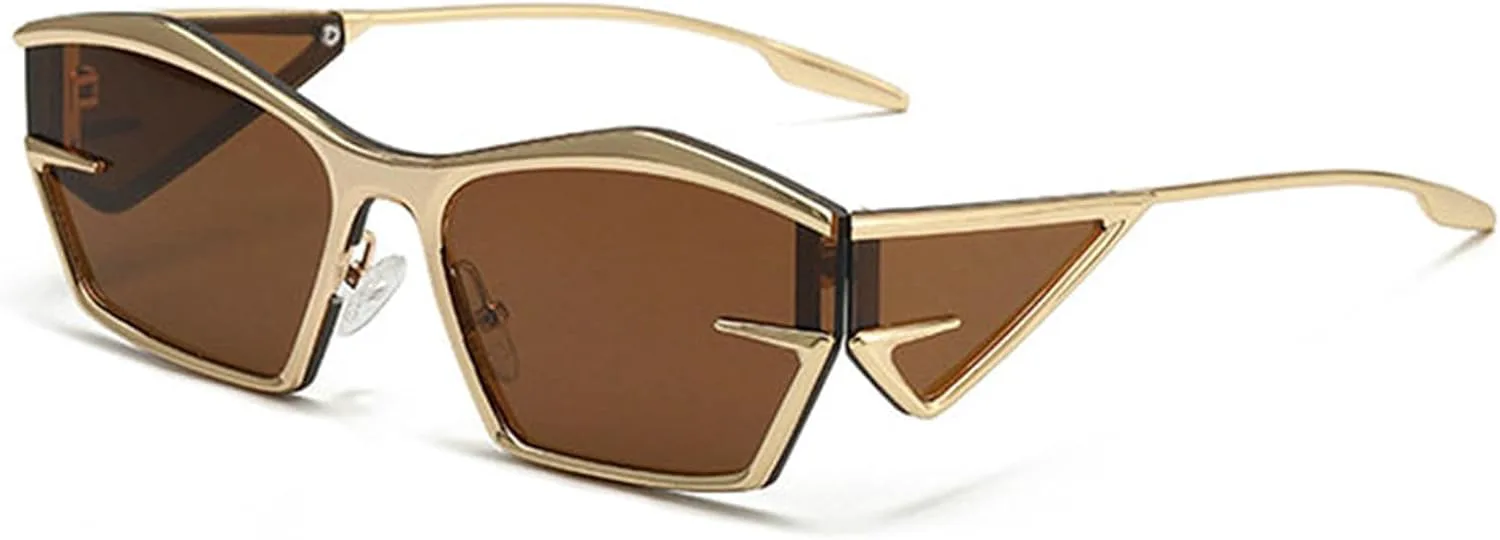 

Солнцезащитные очки Helena Fashion неправильной формы, прямоугольные, для женщин и мужчин, 2025 год, роскошные панк-очки в металлической оправе для мужчин, C4