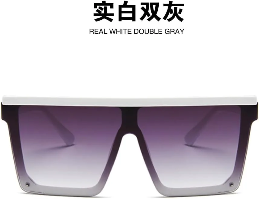 

Большие цельные защитные солнцезащитные очки для женщин и мужчин, квадратная оправа, для отдыха на природе, пляжа и путешествий Weloveushop, Solid White Double Gray