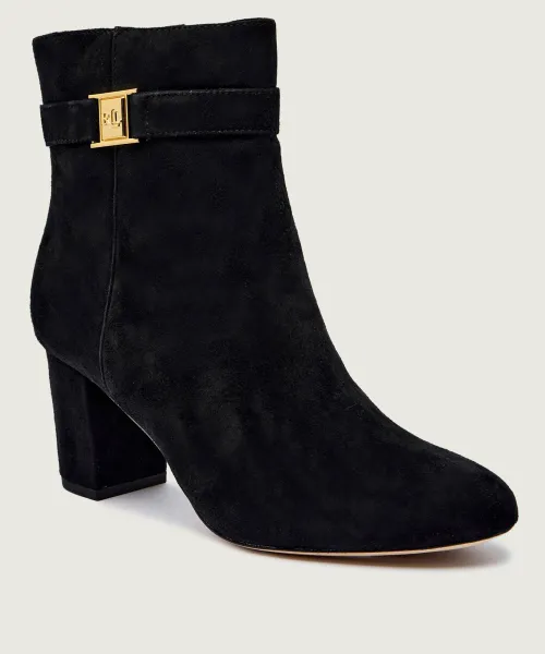 Кожаные ботильоны Kellie на блочном каблуке Lauren Ralph Lauren, черный