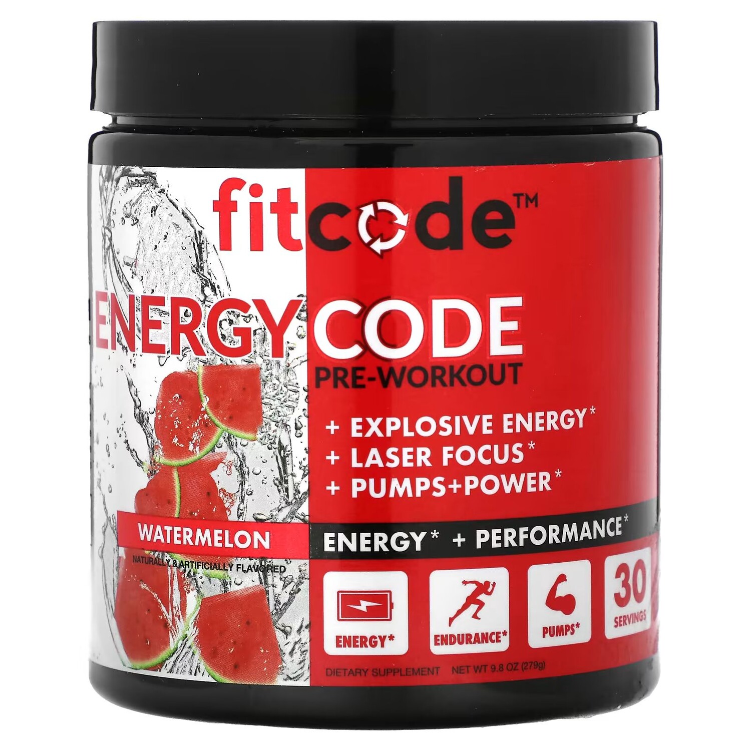 

Energy Code, Предтренировочный комплекс, арбуз, 9,8 унции (279 г) Fitcode