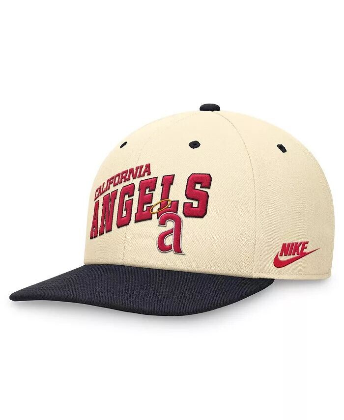 

Мужская кремовая/темно-синяя шляпа Snapback California Angels Rewind Cooperstown Collection Performance Snapback Nike, белый
